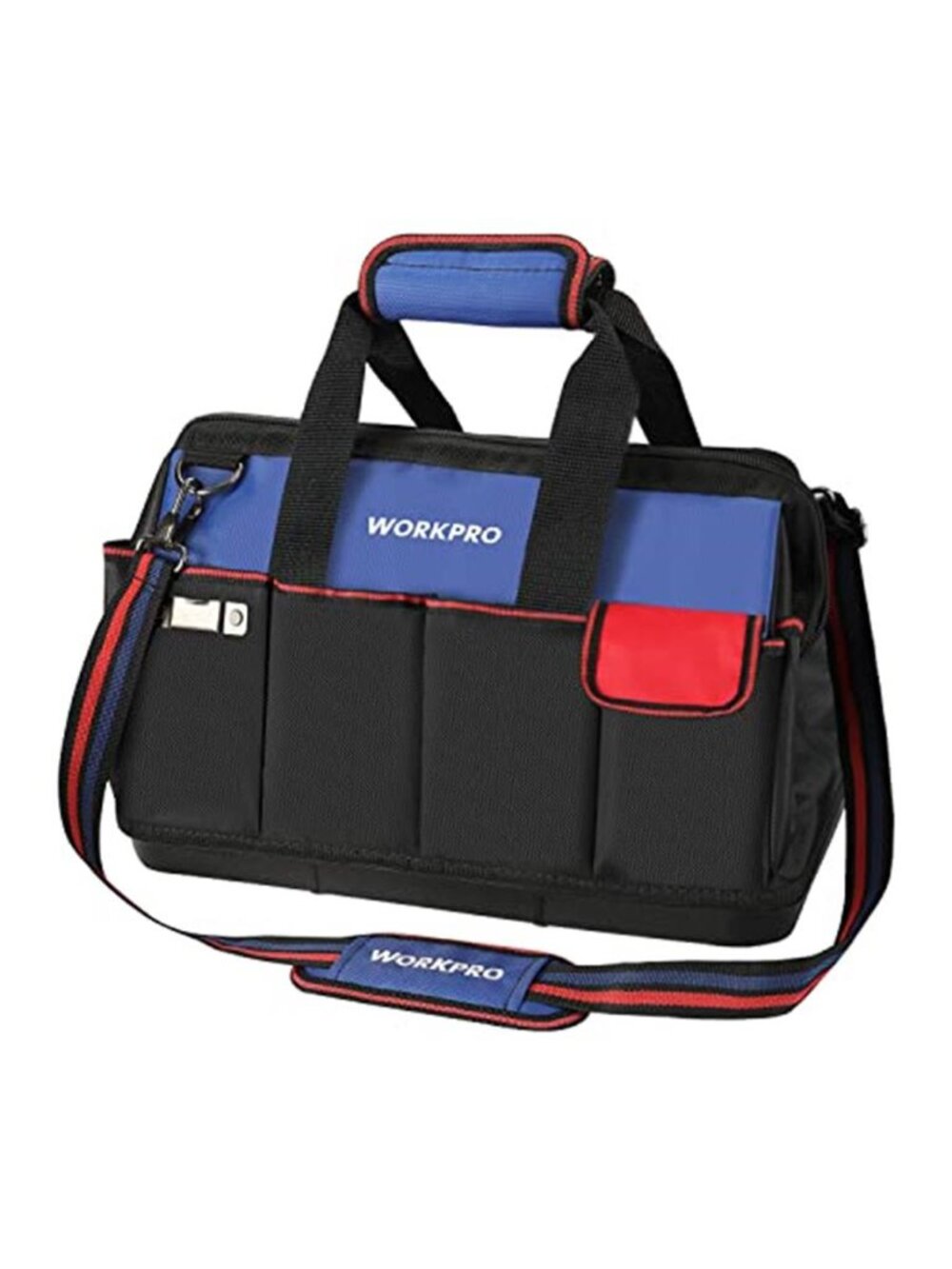 18 Inch Open Top Tool Bag 20 Pockets Waterproof Base Adjustable Shoulder Strap